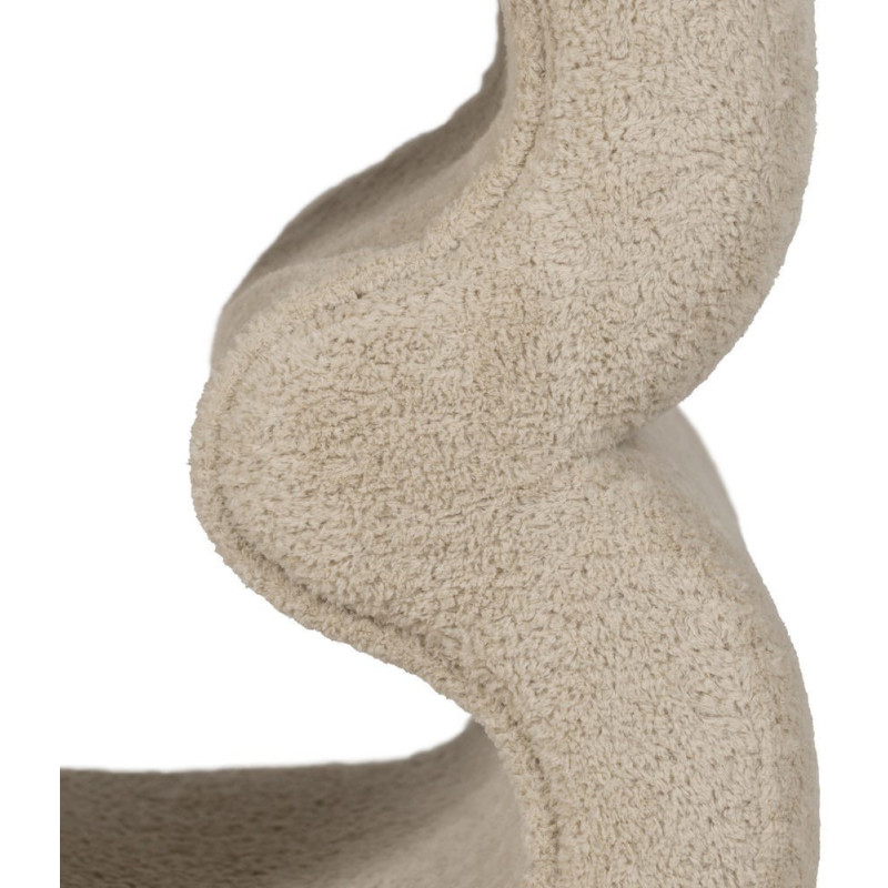 Pouf original Bouclette en Tissu Beige Bouclé Bois MDF Basilio - 5