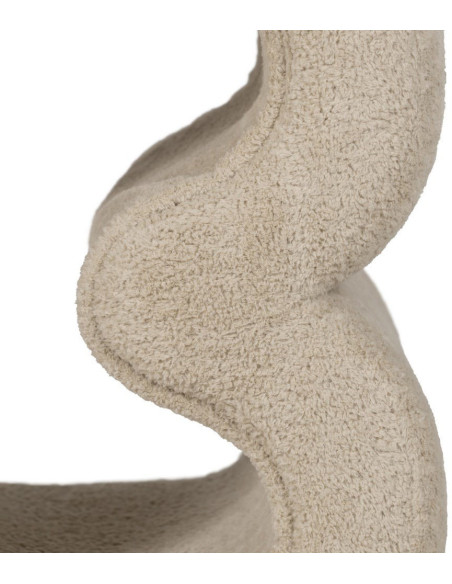 Pouf original Bouclette en Tissu Beige Bouclé Bois MDF Basilio - 5
