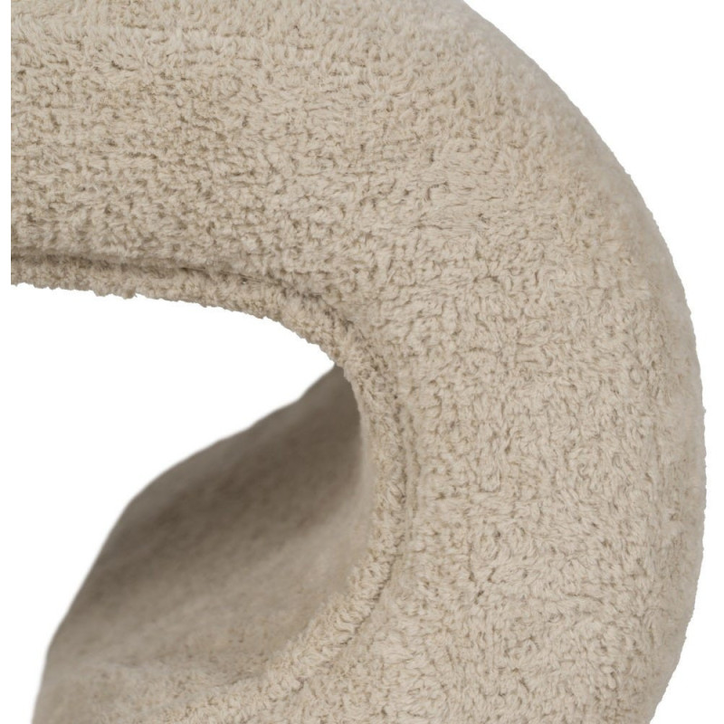 Pouf original Bouclette en Tissu Beige Bouclé Bois MDF Basilio - 6