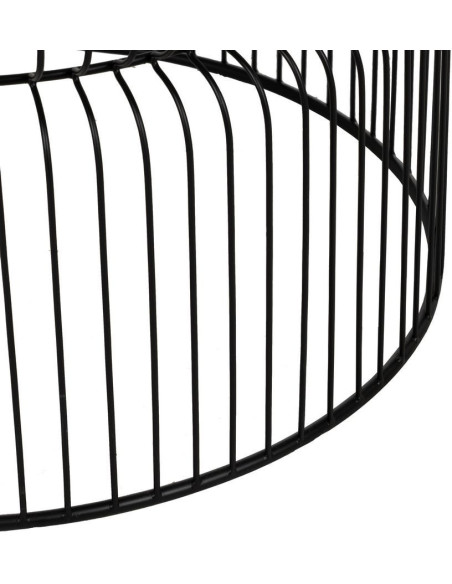Table basse moderne grillage Ronde en Métal Noir Verre Transparent Henia (Lot de 2) - 4