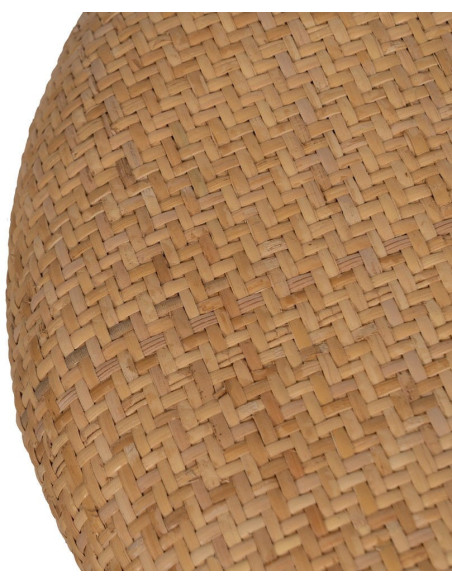Pouf rond Coffre de rangement vintage en Rotin Naturel Tressé Rattan (Lot de 2) - 2