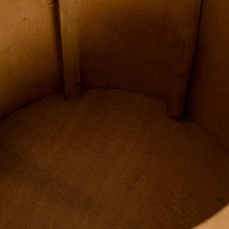 Pouf rond Coffre de rangement vintage en Rotin Naturel Tressé Rattan (Lot de 2) - 5