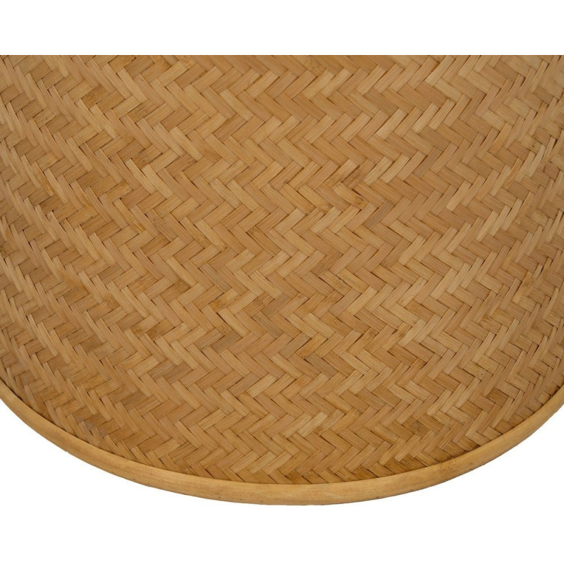Pouf rond Coffre de rangement vintage en Rotin Naturel Tressé Rattan (Lot de 2) - 6