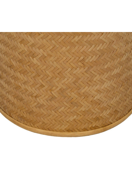 Pouf rond Coffre de rangement vintage en Rotin Naturel Tressé Rattan (Lot de 2) - 6