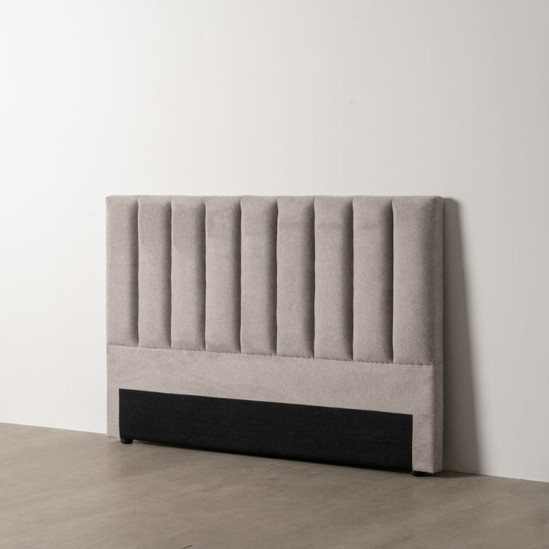 Tête de lit matelassée 2 places 160x100 en Tissu Gris Bois MDF Elora - 2