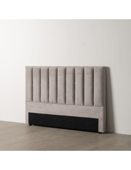 Tête de lit matelassée 2 places 160x100 en Tissu Gris Bois MDF Elora - 2