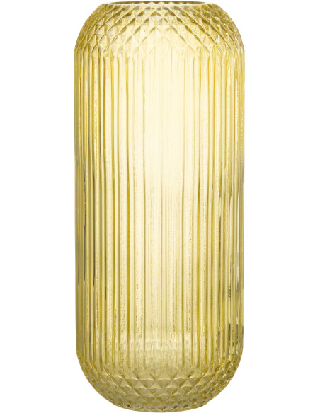 Vase Cylindrique Zara Hauteur 35 cm en Verre Jaune - 1