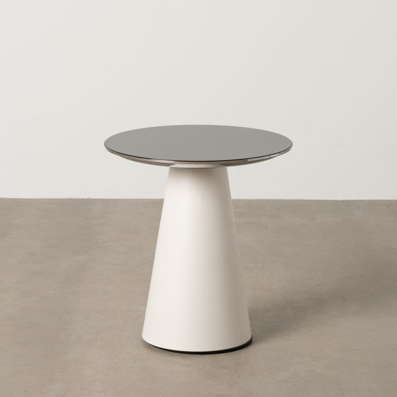 Table d'appoint moderne Ronde 2 niveaux en Métal Blanc Noir Vania - 2