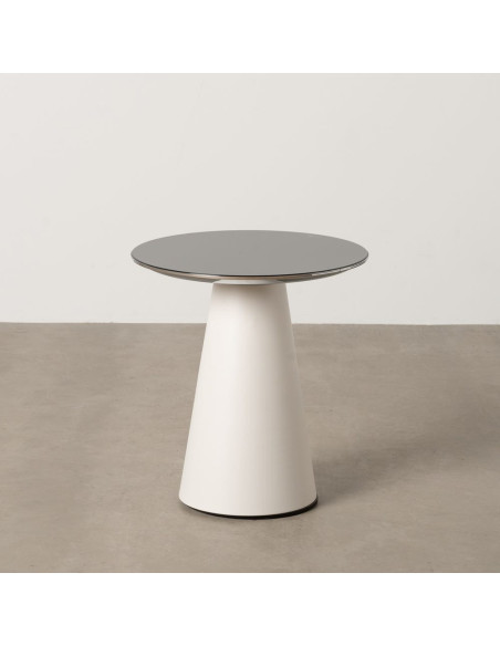 Table d'appoint moderne Ronde 2 niveaux en Métal Blanc Noir Vania - 2