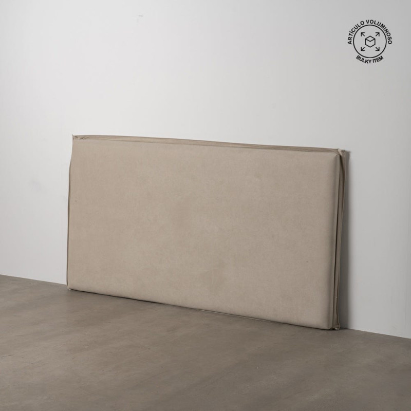 Grande Tête de lit moderne 2 places 190x100 en Tissu Beige Bois MDF Saria - 2