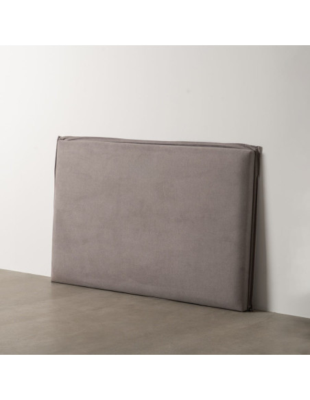 Tête de lit moderne 2 places 160x100 en Tissu Taupe vieilli Bois MDF Saria - 2