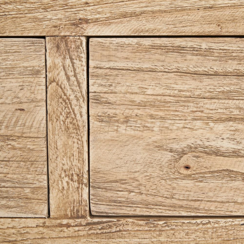 Grande Console moderne Rectangulaire 3 tiroirs 1 étagère en Bois de mindi Naturel Miro - 4