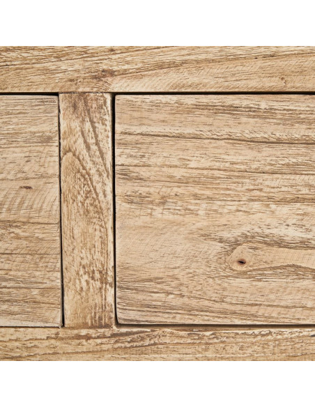 Grande Console moderne Rectangulaire 3 tiroirs 1 étagère en Bois de mindi Naturel Miro - 4