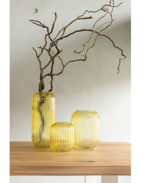 Vase Cylindrique Zara Hauteur 35 cm en Verre Jaune - 2