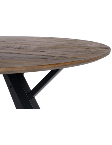 Table à manger moderne Ronde 6 personnes en Bois MDF Marron Métal Noir Taia - 4