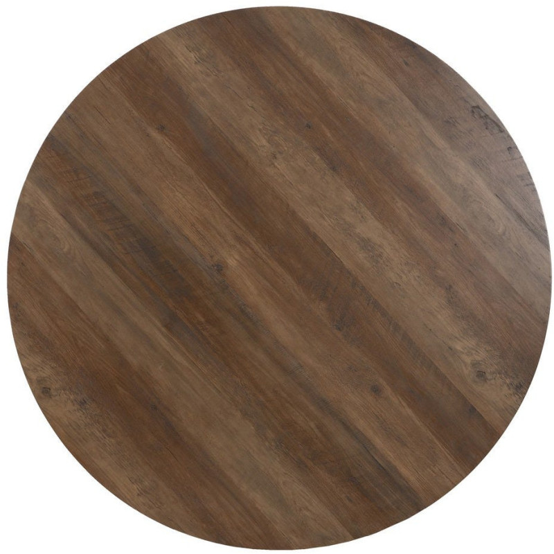 Table à manger moderne Ronde 6 personnes en Bois MDF Marron Métal Noir Taia - 8