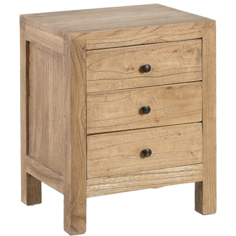 Chevet moderne 3 tiroirs en Bois de mindi Naturel Elio - 1
