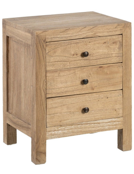 Chevet moderne 3 tiroirs en Bois de mindi Naturel Elio - 1
