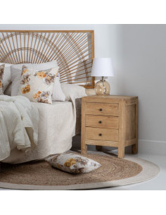 Chevet moderne 3 tiroirs en Bois de mindi Naturel Elio - 2