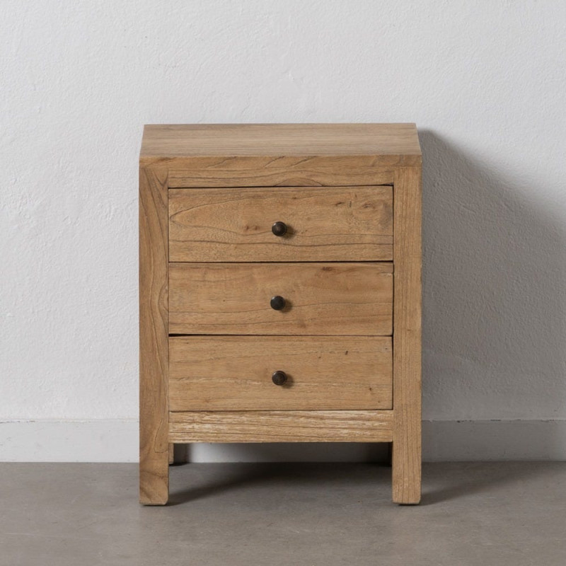 Chevet moderne 3 tiroirs en Bois de mindi Naturel Elio - 3