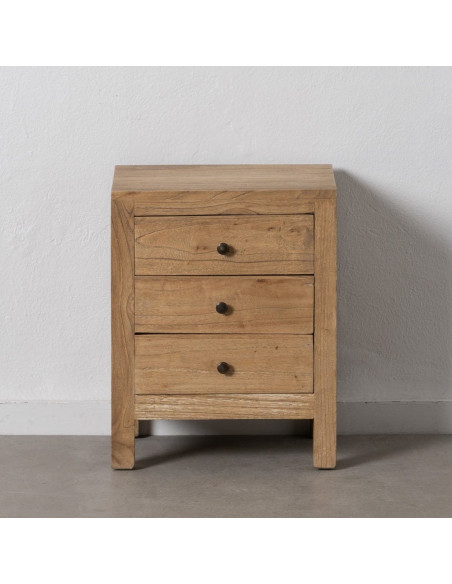 Chevet moderne 3 tiroirs en Bois de mindi Naturel Elio - 3