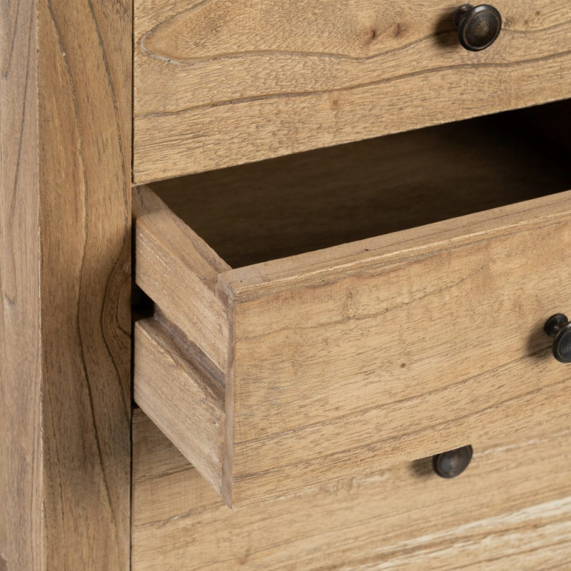 Chevet moderne 3 tiroirs en Bois de mindi Naturel Elio - 5
