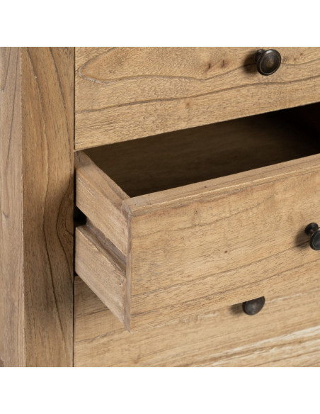 Chevet moderne 3 tiroirs en Bois de mindi Naturel Elio - 5