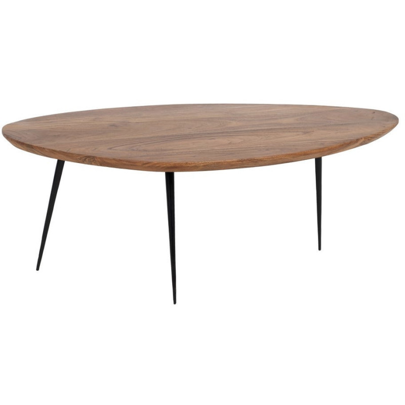 Grande Table basse gigogne Ovale en Bois d'acacia Naturel Métal Noir Aruna (Lot de 2) - 4