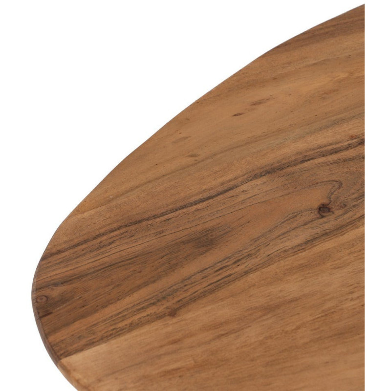 Grande Table basse gigogne Ovale en Bois d'acacia Naturel Métal Noir Aruna (Lot de 2) - 5