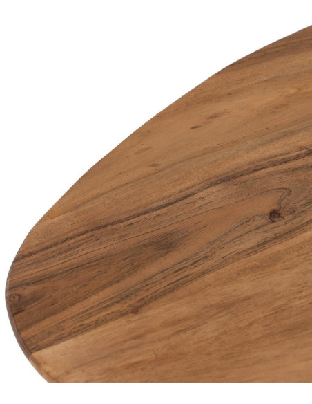 Grande Table basse gigogne Ovale en Bois d'acacia Naturel Métal Noir Aruna (Lot de 2) - 5