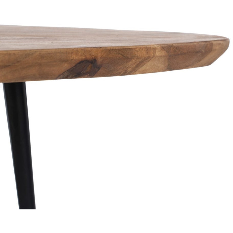 Grande Table basse gigogne Ovale en Bois d'acacia Naturel Métal Noir Aruna (Lot de 2) - 6