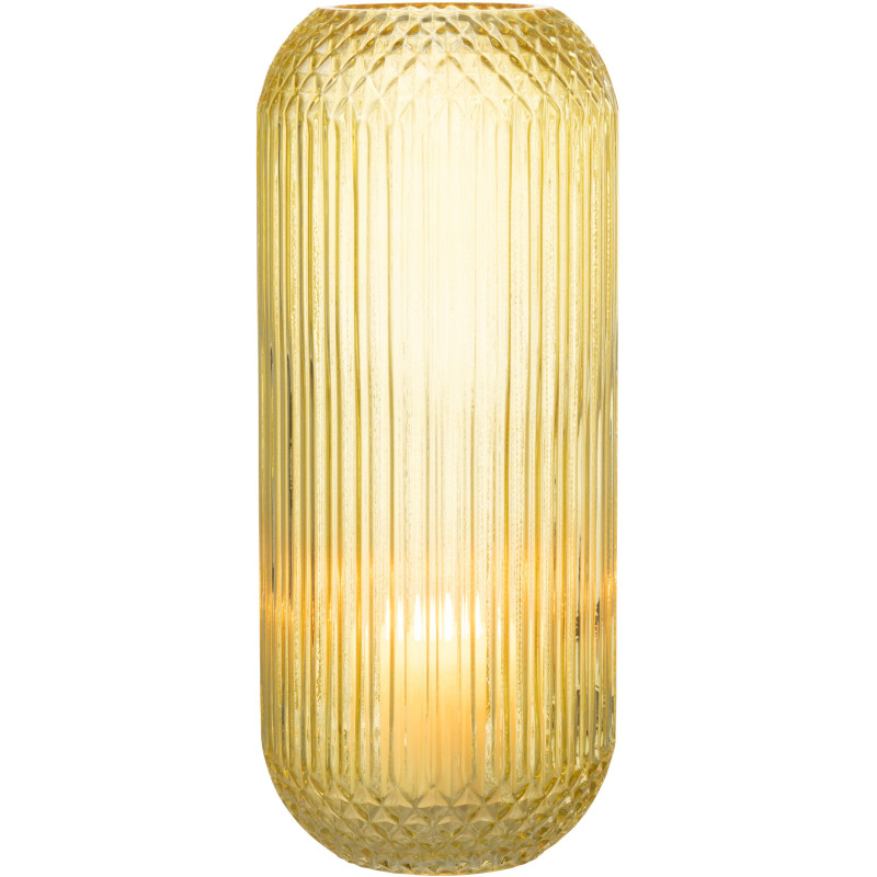 Vase Cylindrique Zara Hauteur 35 cm en Verre Jaune - 3