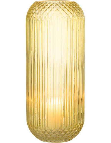 Vase Cylindrique Zara Hauteur 35 cm en Verre Jaune - 3