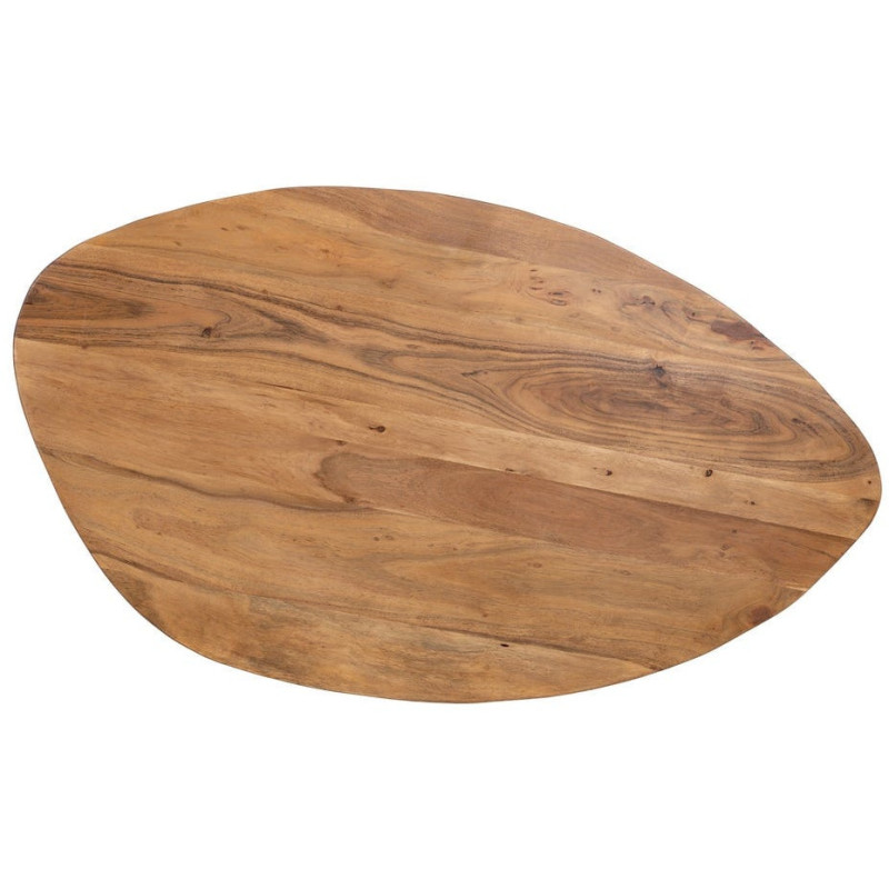 Grande Table basse gigogne Ovale en Bois d'acacia Naturel Métal Noir Aruna (Lot de 2) - 9