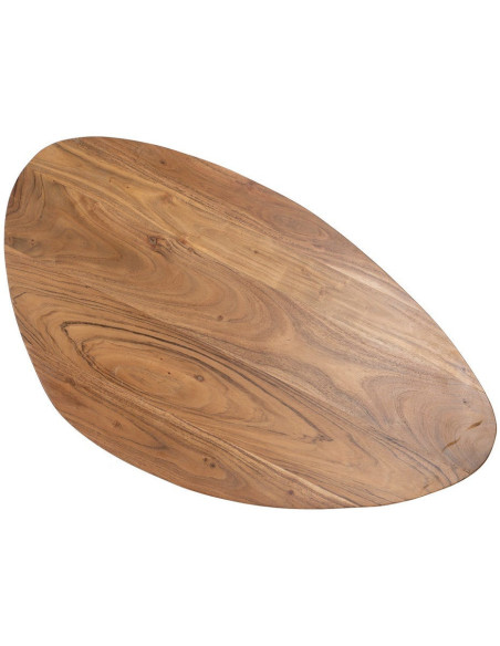 Grande Table basse gigogne Ovale en Bois d'acacia Naturel Métal Noir Aruna (Lot de 2) - 10