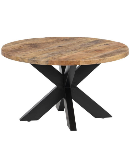 Table basse industrielle Ronde en Bois de manguier Naturel Métal Noir Saia - 1