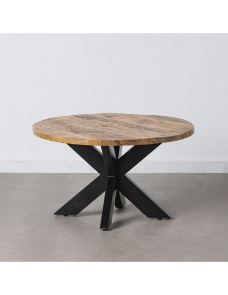 Table basse industrielle Ronde en Bois de manguier Naturel Métal Noir Saia - 3