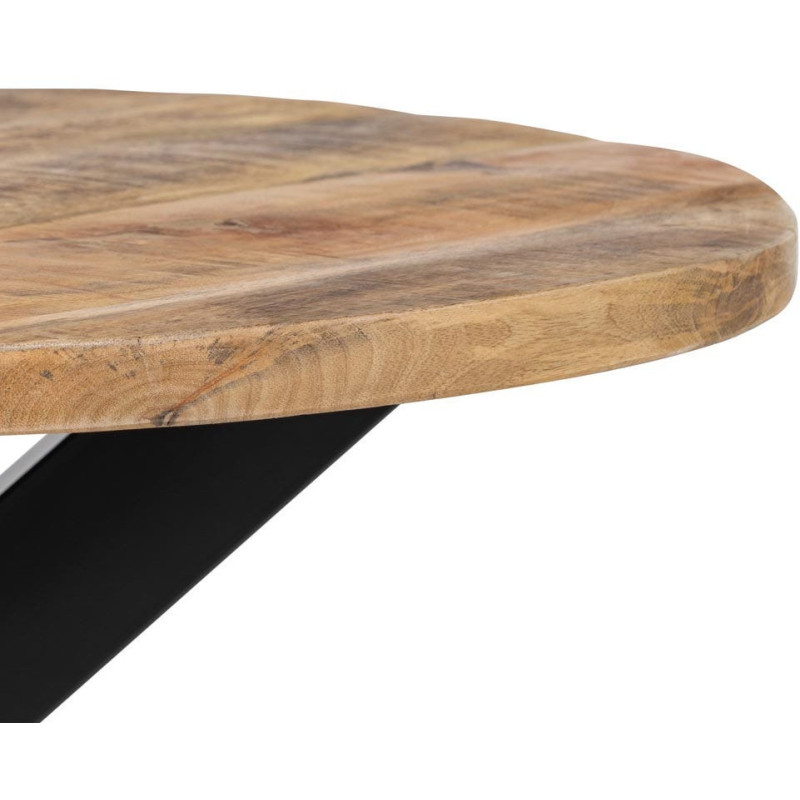 Table basse industrielle Ronde en Bois de manguier Naturel Métal Noir Saia - 4