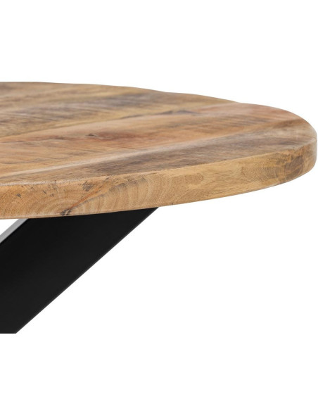 Table basse industrielle Ronde en Bois de manguier Naturel Métal Noir Saia - 4