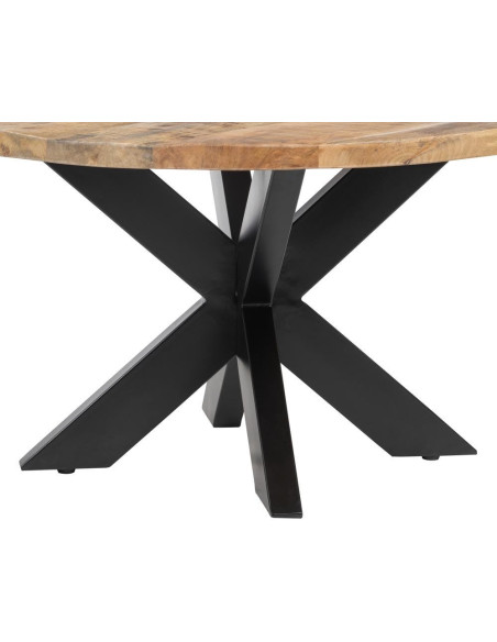 Table basse industrielle Ronde en Bois de manguier Naturel Métal Noir Saia - 6