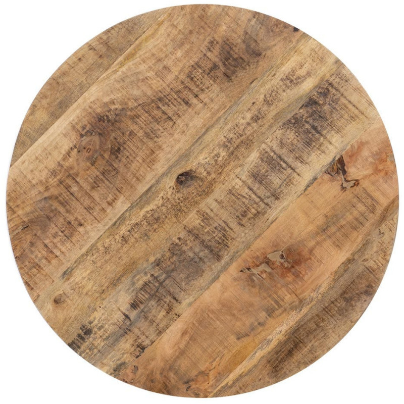 Table basse industrielle Ronde en Bois de manguier Naturel Métal Noir Saia - 7