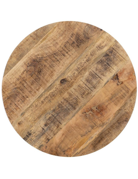 Table basse industrielle Ronde en Bois de manguier Naturel Métal Noir Saia - 7