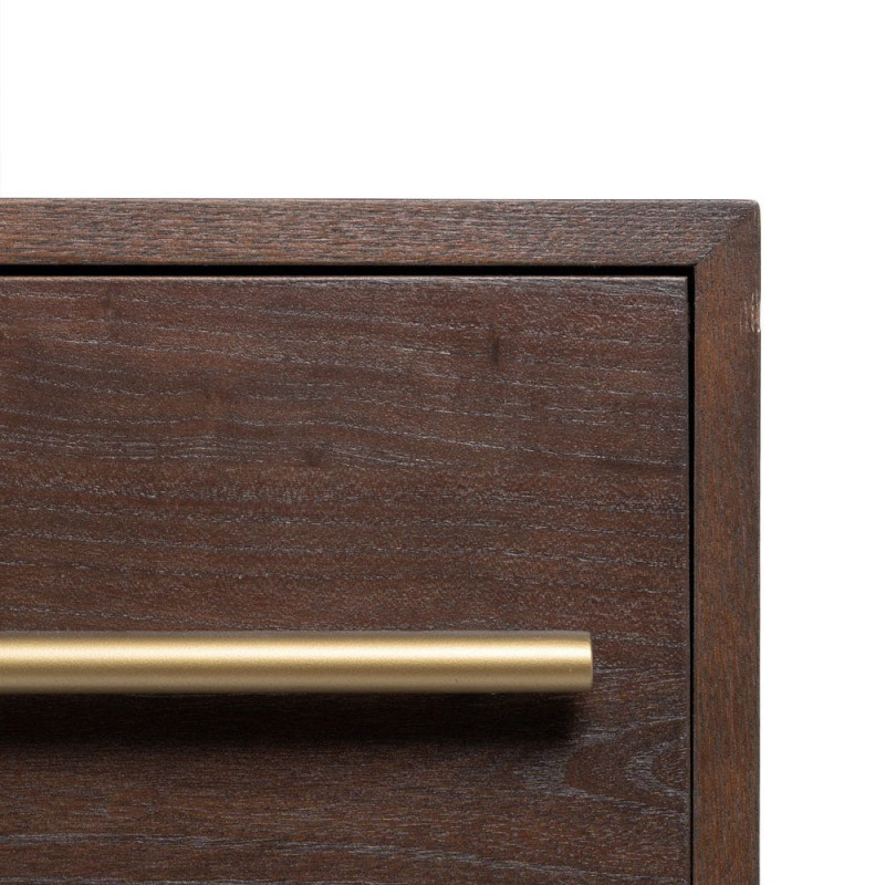 Buffet style vintage Bas 2 portes 3 tiroirs en Bois d'orme Marron foncé Métal Doré Idrian - 6