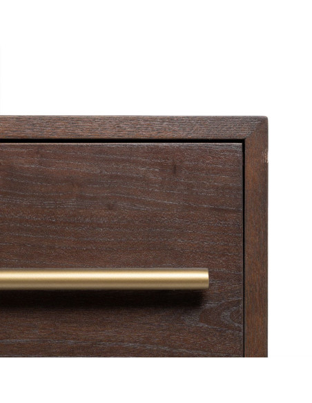 Buffet style vintage Bas 2 portes 3 tiroirs en Bois d'orme Marron foncé Métal Doré Idrian - 6