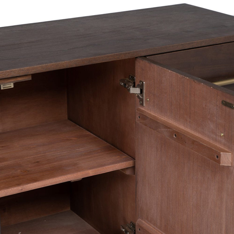 Buffet style vintage Bas 2 portes 3 tiroirs en Bois d'orme Marron foncé Métal Doré Idrian - 8