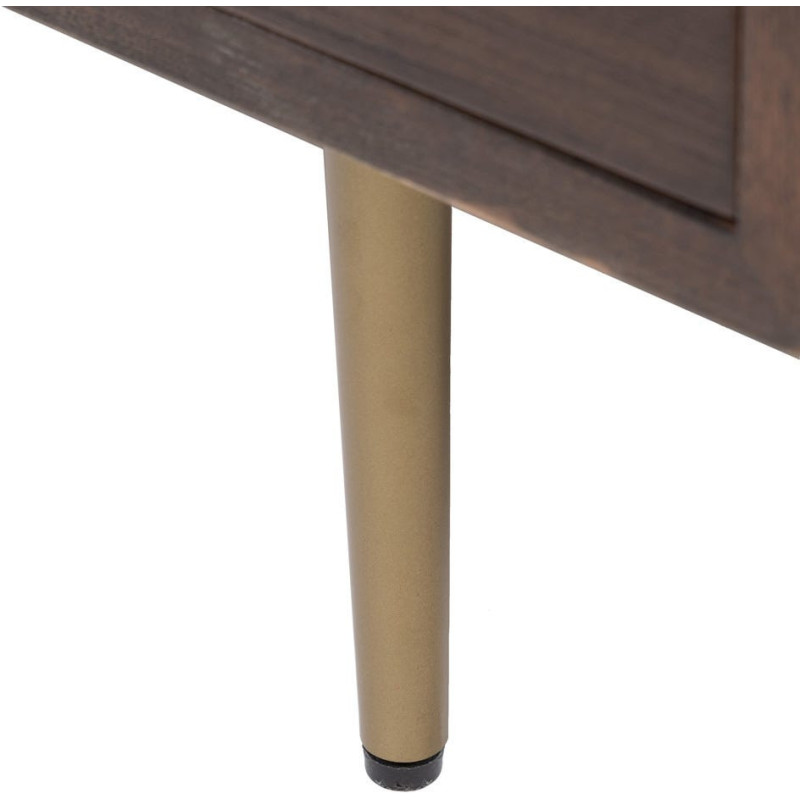 Buffet style vintage Bas 2 portes 3 tiroirs en Bois d'orme Marron foncé Métal Doré Idrian - 10