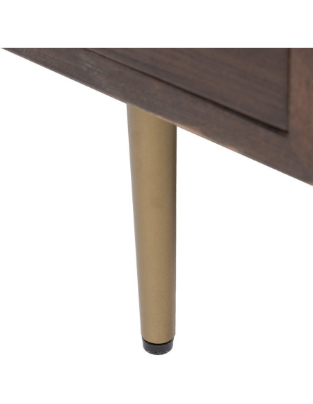 Buffet style vintage Bas 2 portes 3 tiroirs en Bois d'orme Marron foncé Métal Doré Idrian - 10