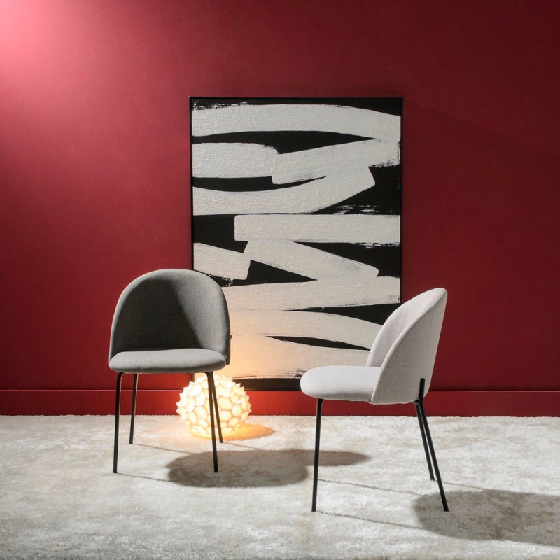Chaise moderne en Tissu Beige Métal Noir Laina (Lot de 2) - 2