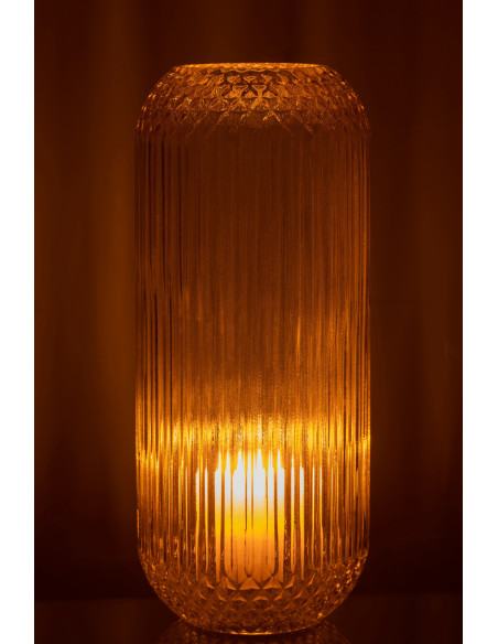 Vase Cylindrique Zara Hauteur 35 cm en Verre Jaune - 4