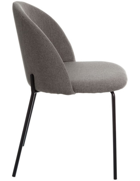 Chaise moderne en Tissu Gris Métal Noir Laina (Lot de 2) - 3